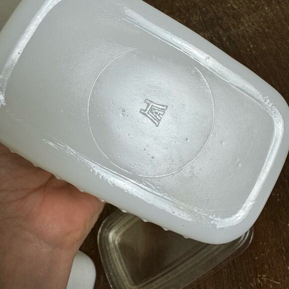 Set of 3 Hazel Atlas white milk glass Refrigerator containers with lids - Picture 12 of 13